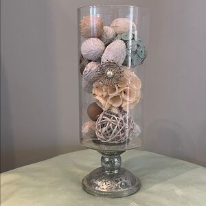 Elegant Glass Vase with Decorative Accents -candle holder